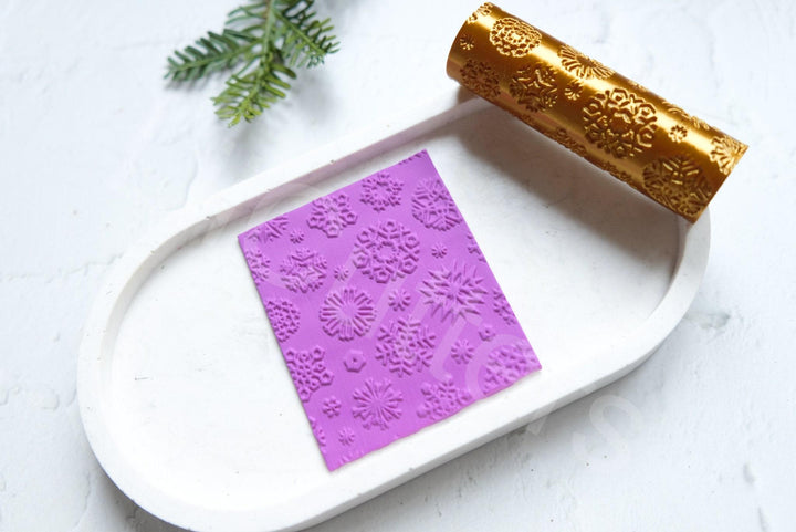 Christmas Snowflake Clay Roller: Winter Pattern Texture
