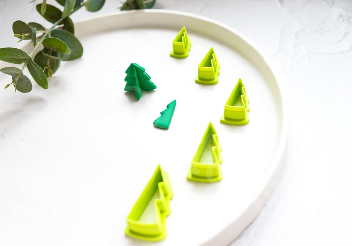 3D Printed Christmas Tree Clay Cutters: Polymer Clay Earrings, Cookie Dough (5 Sizes)