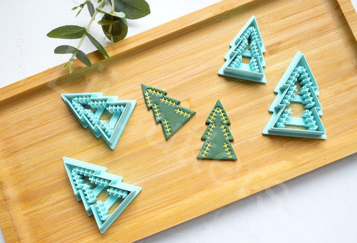 Christmas Tree Polymer Clay Cutter Set – Winter Clay Cutters for Earrings, 4 Sizes DIY Jewelry Making Tools, 3D Printed