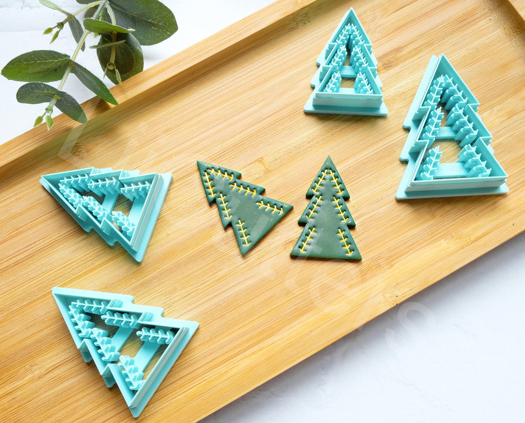 Christmas Tree Polymer Clay Cutter Set – Winter Clay Cutters for Earrings, 4 Sizes DIY Jewelry Making Tools, 3D Printed