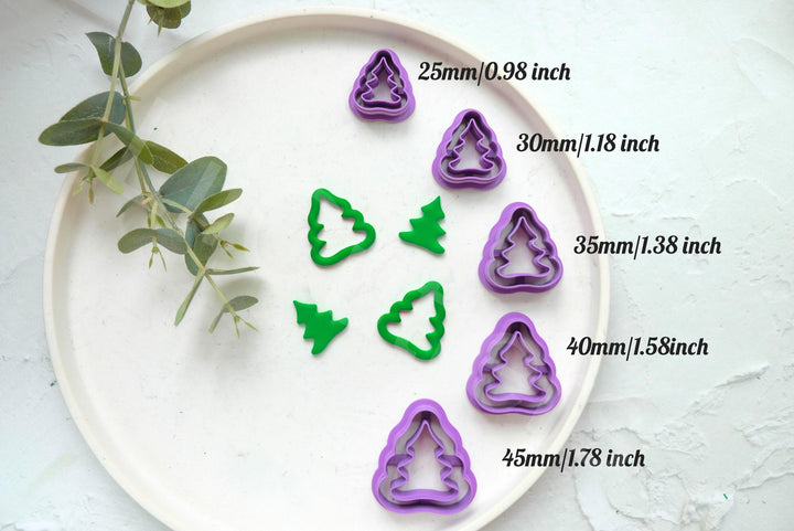 Christmas Tree Clay Cutter: Embossed Outline, Polymer Clay Earrings