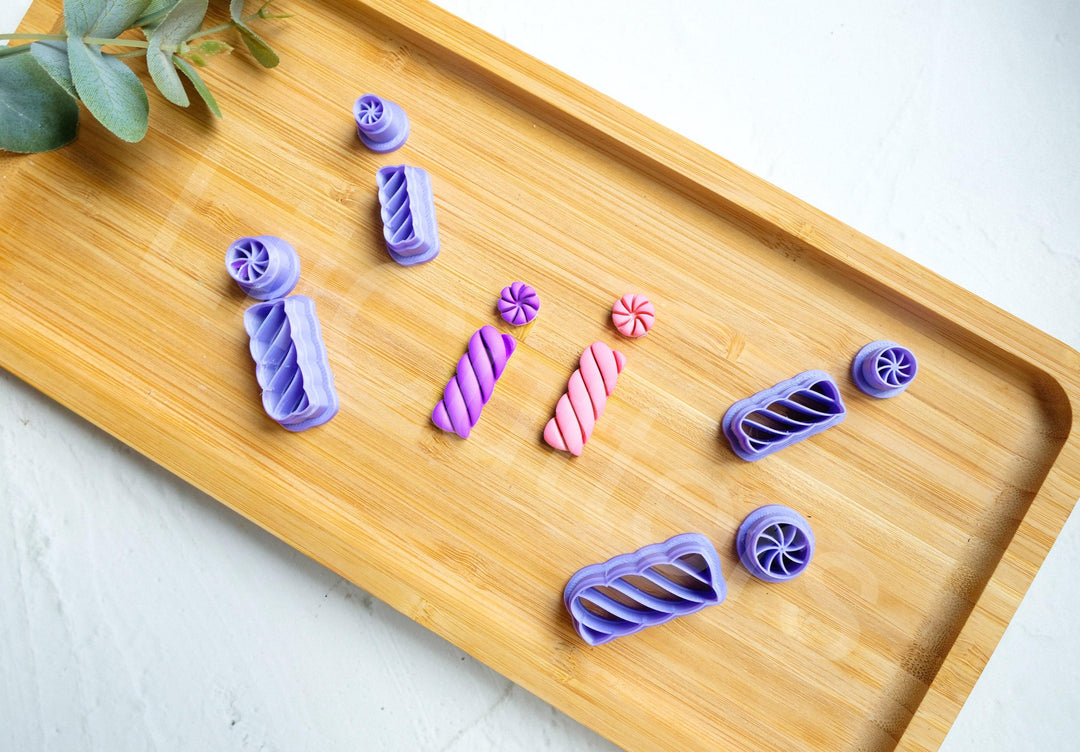 Christmas Candy Polymer Clay Cutters: Twisted Lollipop Design