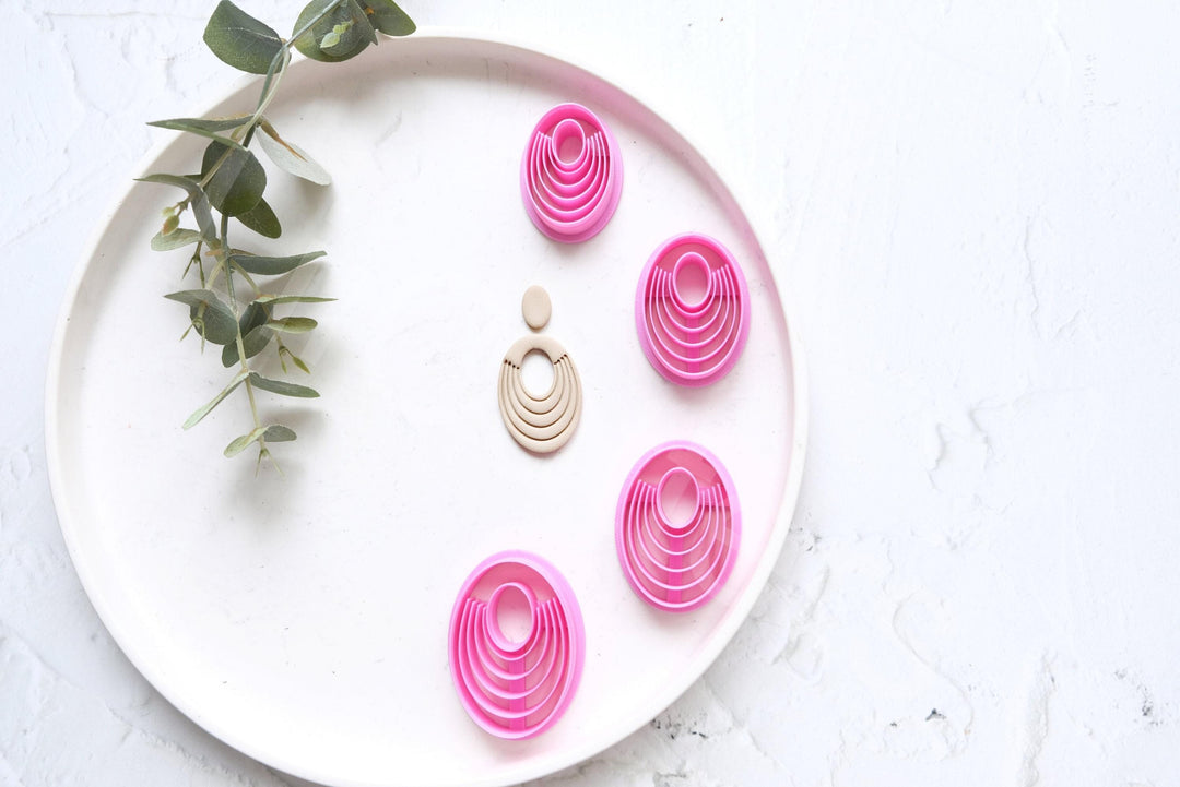 Embossed Circle Clay Cutter Set – Scallop Earring Design Combo, Geometric Polymer Clay Cutter Tools