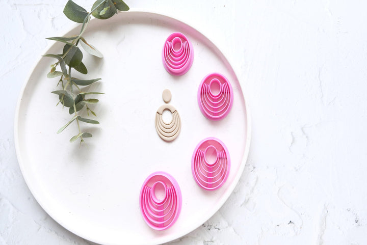 Embossed Circle Clay Cutter Set – Scallop Earring Design Combo, Geometric Polymer Clay Cutter Tools