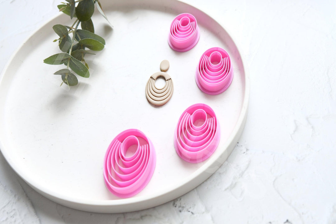 Embossed Circle Clay Cutter Set – Scallop Earring Design Combo, Geometric Polymer Clay Cutter Tools