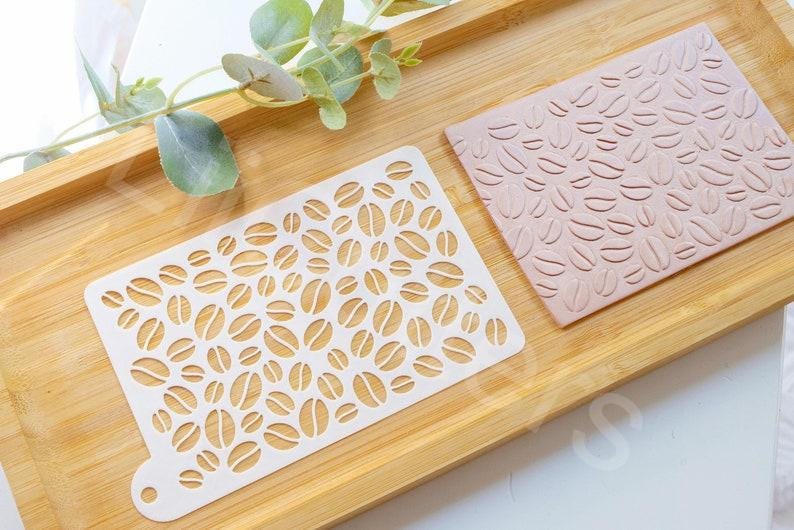 Coffee Bean Stencil: Seamless Clay Texture (80x120mm)
