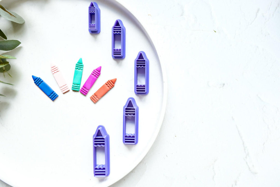 Crayon Clay Cutter Set for Polymer Clay | School Theme Clay Cutters | Back to School Earring Cutter | Teacher Gift | PLA Clay Tools