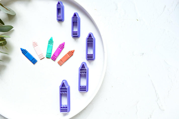 Crayon Clay Cutter Set for Polymer Clay | School Theme Clay Cutters | Back to School Earring Cutter | Teacher Gift | PLA Clay Tools