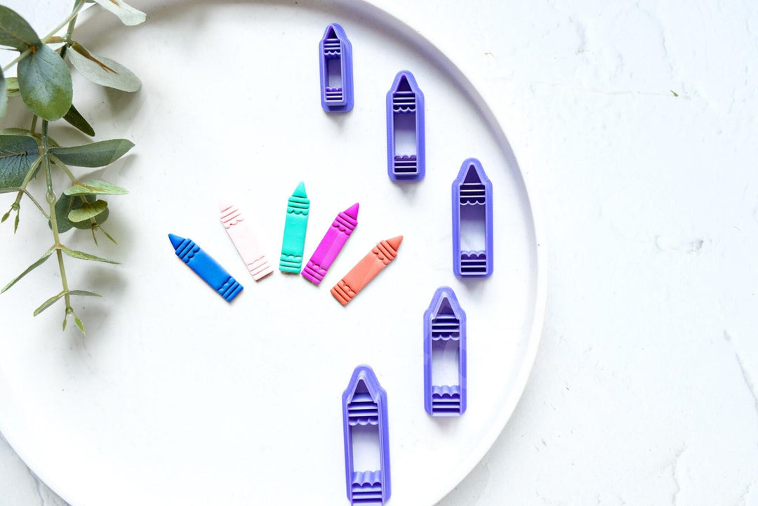 Crayon Clay Cutter Set for Polymer Clay | School Theme Clay Cutters | Back to School Earring Cutter | Teacher Gift | PLA Clay Tools