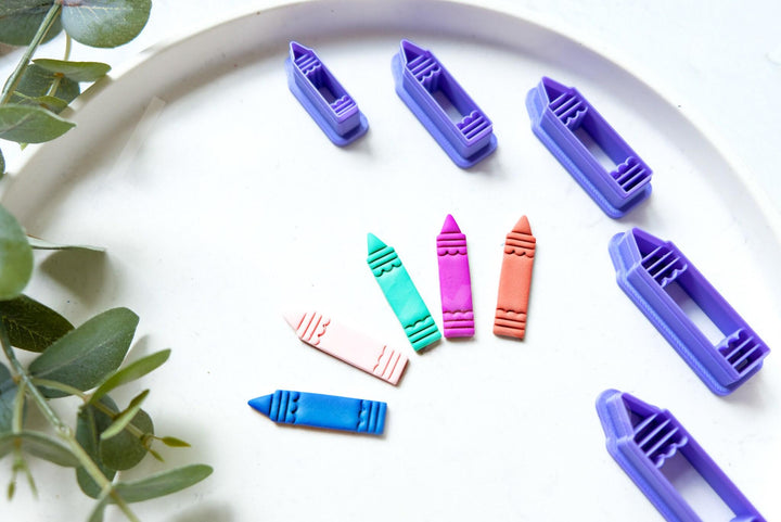 Crayon Clay Cutter Set for Polymer Clay | School Theme Clay Cutters | Back to School Earring Cutter | Teacher Gift | PLA Clay Tools