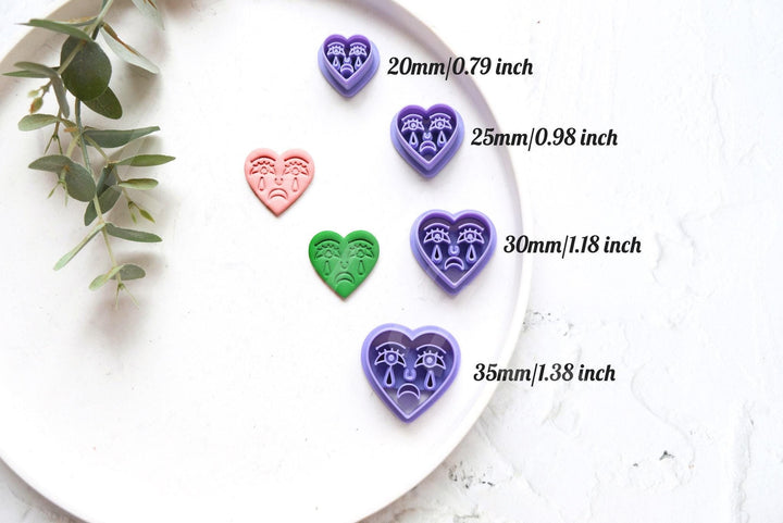 Crying Heart Polymer Clay Cutter: Valentine Earring Tool