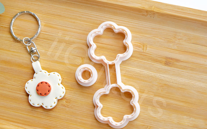 Daisy Flower Clay Cutter Set: Polymer Clay Earrings, Keychain (35-45mm)