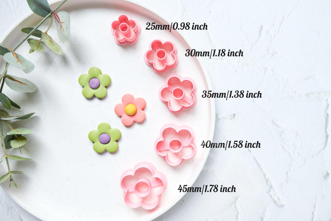 Daisy Polymer Clay Cutters: Embossed Flower Earring Making (30-45mm)