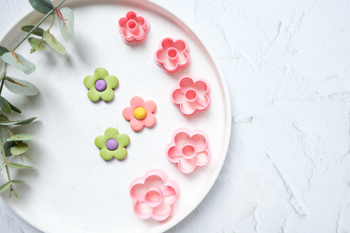 Daisy Polymer Clay Cutters: Embossed Flower Earring Making (30-45mm)
