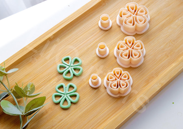 Daisy Flower Polymer Clay Cutter Set: Scallop Edge, Embossed (25-40mm)