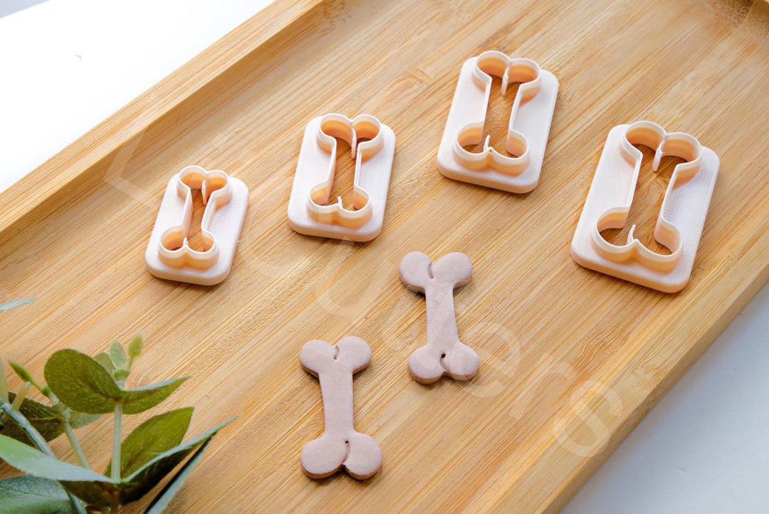 Dog Bone Cookie Cutter Set: Polymer Clay Earring Cutters, 5 Sizes