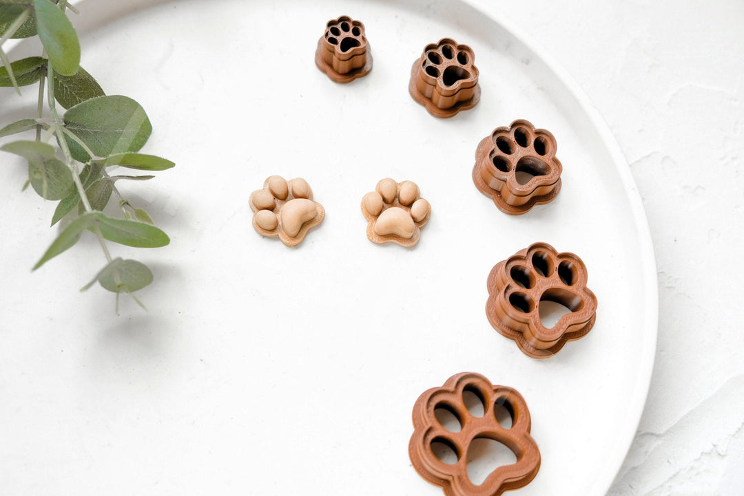 Dog Paw Cookie & Clay Cutter Set: 3D Printed PLA, 5 Sizes