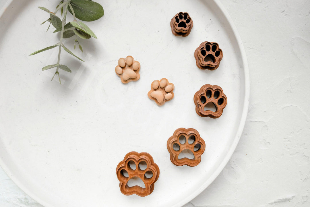 Dog Paw Cookie & Clay Cutter Set: 3D Printed PLA, 5 Sizes