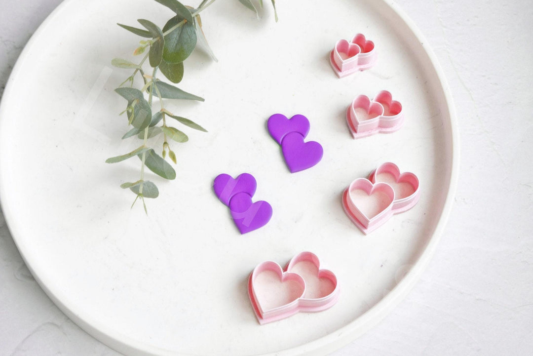 Double Heart Polymer Clay Cutter: Valentine Earring Tool