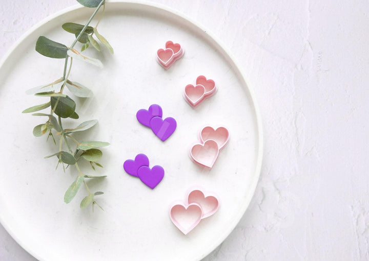 Double Heart Polymer Clay Cutter: Valentine Earring Tool