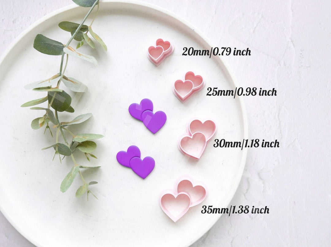 Double Heart Polymer Clay Cutter: Valentine Earring Tool