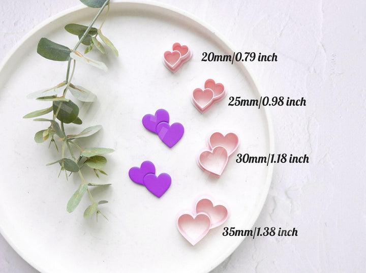Double Heart Polymer Clay Cutter: Valentine Earring Tool