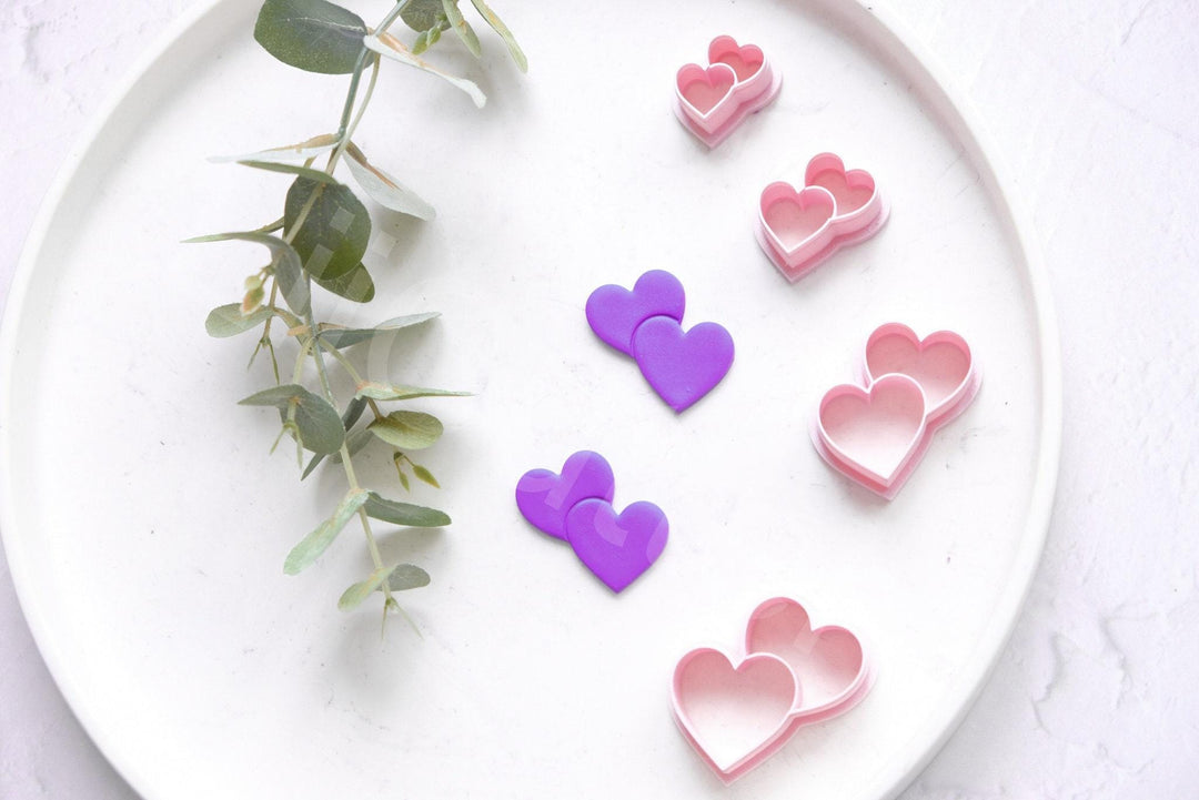 Double Heart Polymer Clay Cutter: Valentine Earring Tool