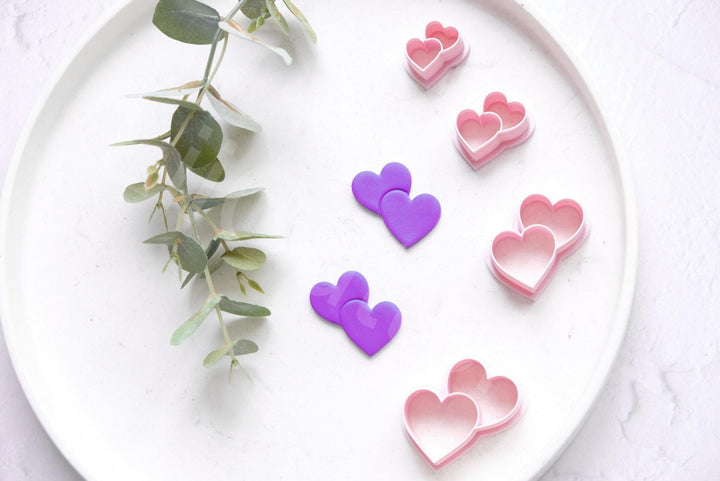 Double Heart Polymer Clay Cutter: Valentine Earring Tool