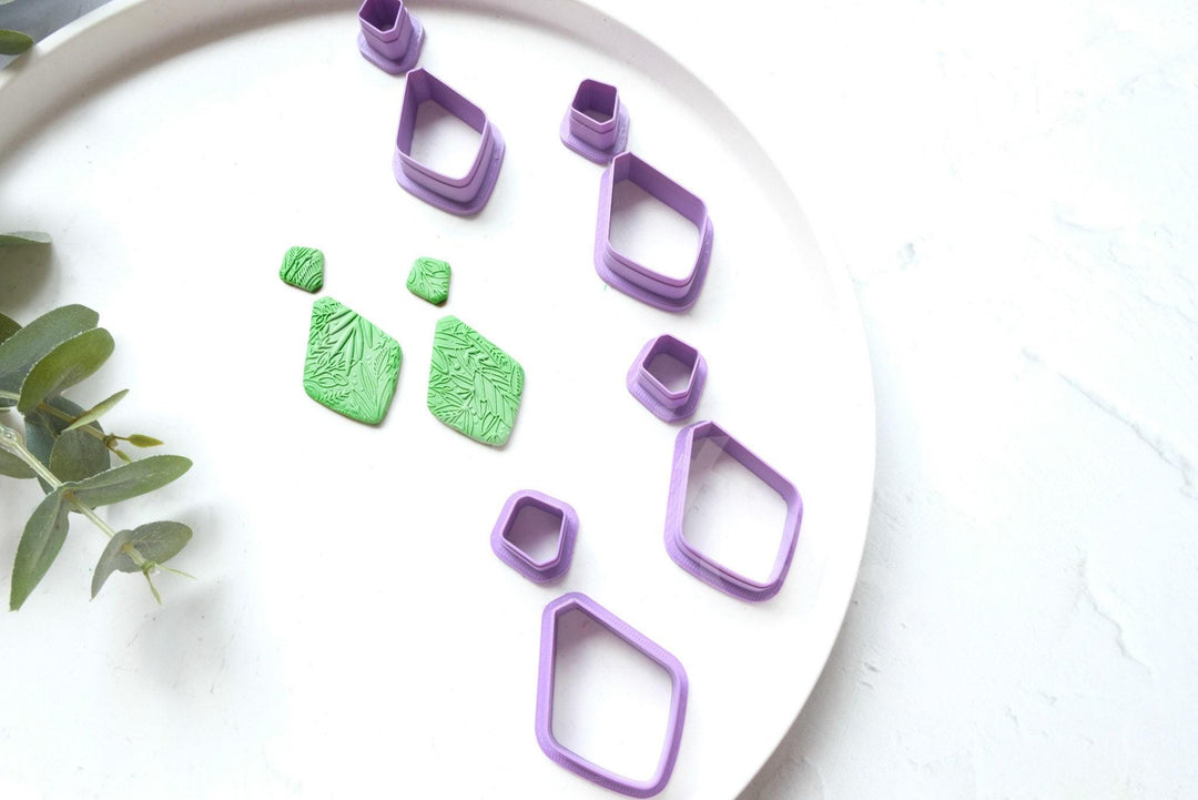 Double Polygon Clay Cutters: Geometric Earring Making Tool (2pc)