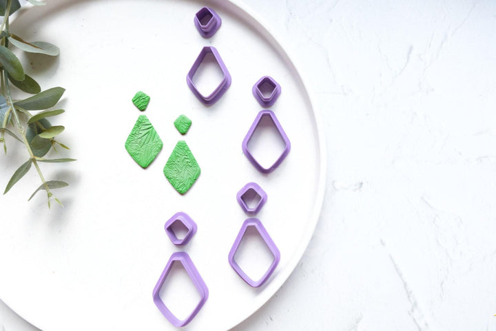 Double Polygon Clay Cutters: Geometric Earring Making Tool (2pc)