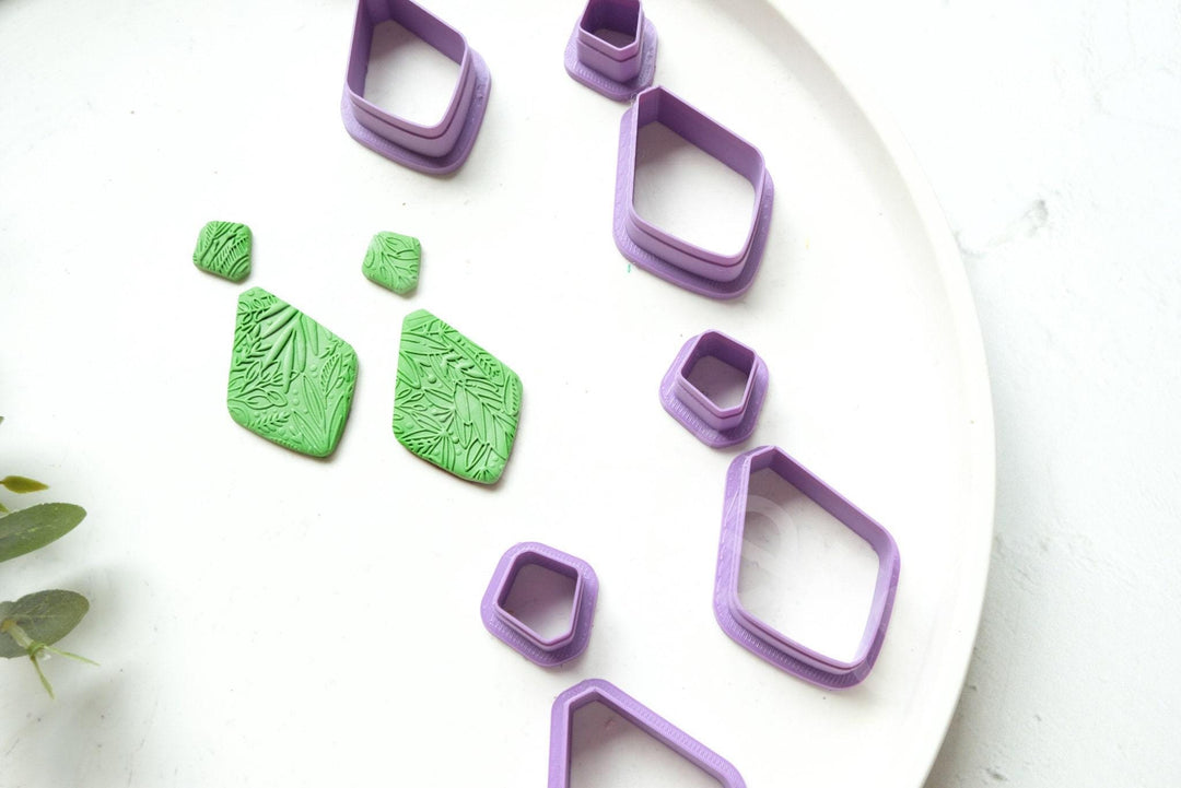 Double Polygon Clay Cutters: Geometric Earring Making Tool (2pc)