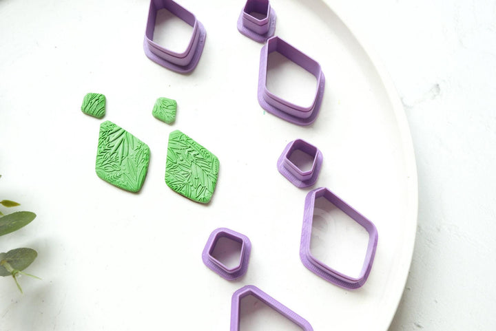 Double Polygon Clay Cutters: Geometric Earring Making Tool (2pc)