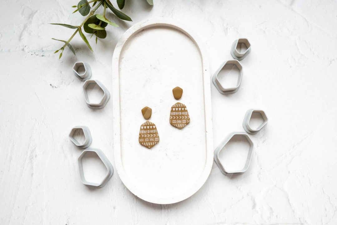 Geometric Clay Cutter Set – Double Polygon Polymer Clay Cutter, DIY Earring & Jewelry Mold, Modern Minimalist Shapes