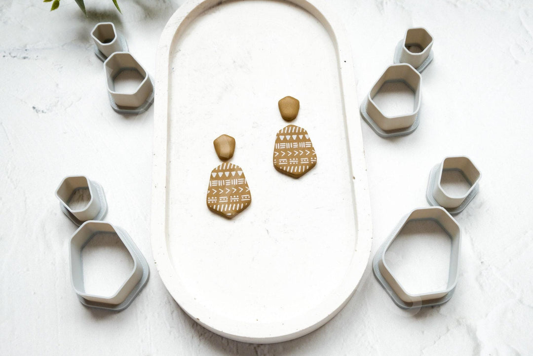 Geometric Clay Cutter Set – Double Polygon Polymer Clay Cutter, DIY Earring & Jewelry Mold, Modern Minimalist Shapes