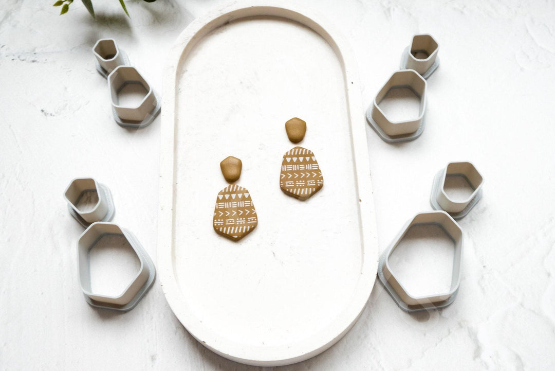 Geometric Clay Cutter Set – Double Polygon Polymer Clay Cutter, DIY Earring & Jewelry Mold, Modern Minimalist Shapes