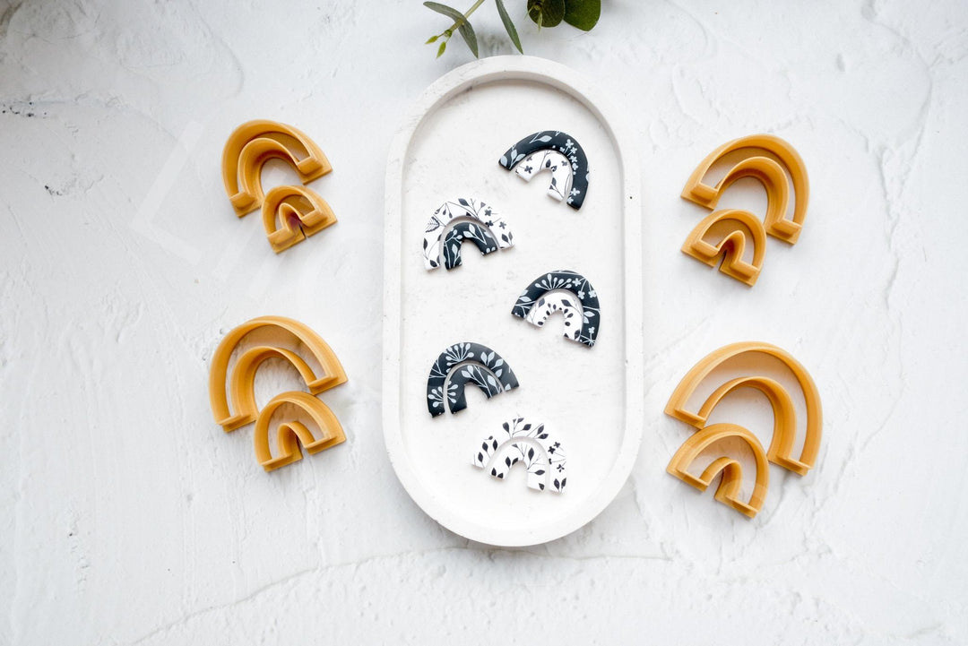 Rainbow Clay Cutter, Double arch cutter: Polymer Clay Earring & Cookie Tool, Earring making tool, 35mm - 50mm sizes