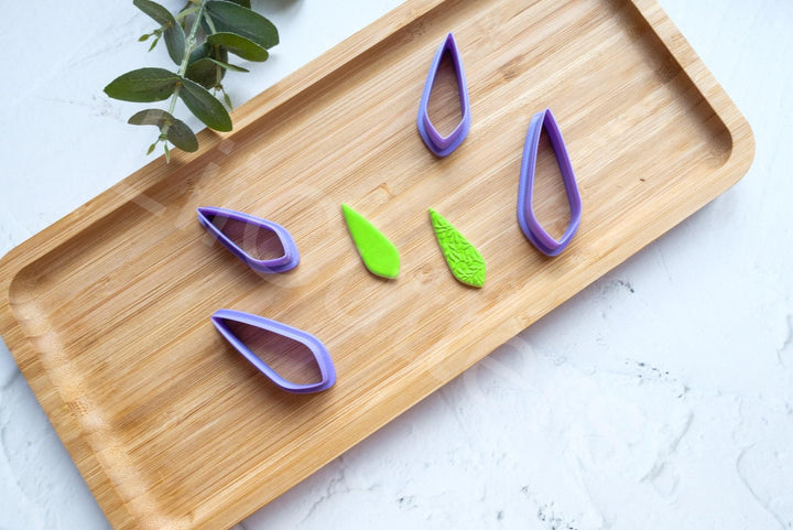 Drop Polymer Clay Cutter: Tall Embossed Earring Cutters (6 Sizes)