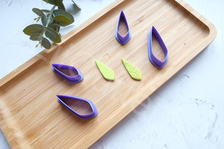 Drop Polymer Clay Cutter: Tall Embossed Earring Cutters (6 Sizes)