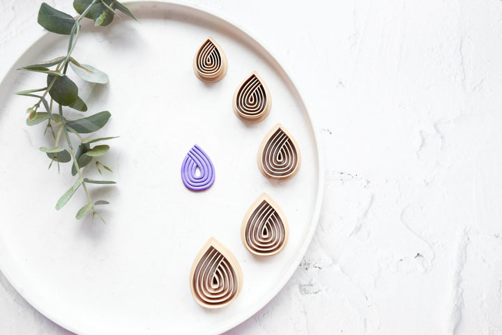 Drop with Lines Clay Cutter: Scalloped Boho Earring Design