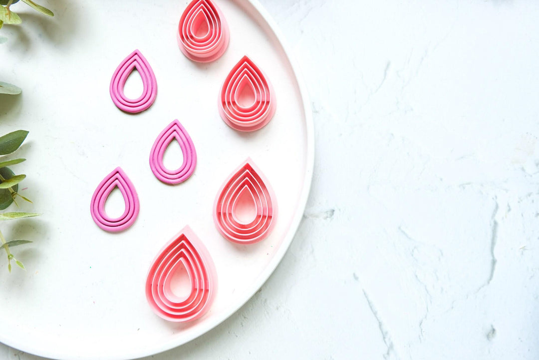 Drop Clay Cutter Set: Scalloped Line Design, Boho Earring Making