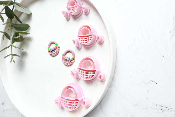 Easter Basket Polymer Clay Cutter: Egg & Carrot Design (25-40mm)