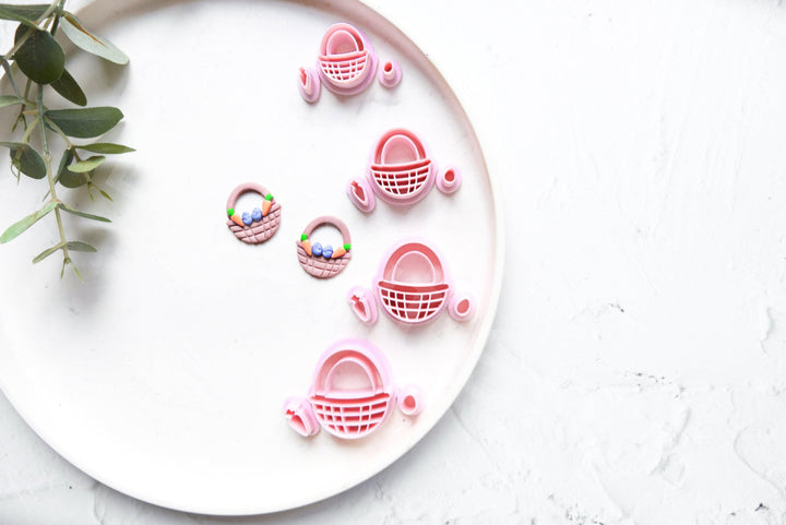 Easter Basket Polymer Clay Cutter: Egg & Carrot Design (25-40mm)