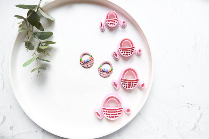 Easter Basket Polymer Clay Cutter: Egg & Carrot Design (25-40mm)