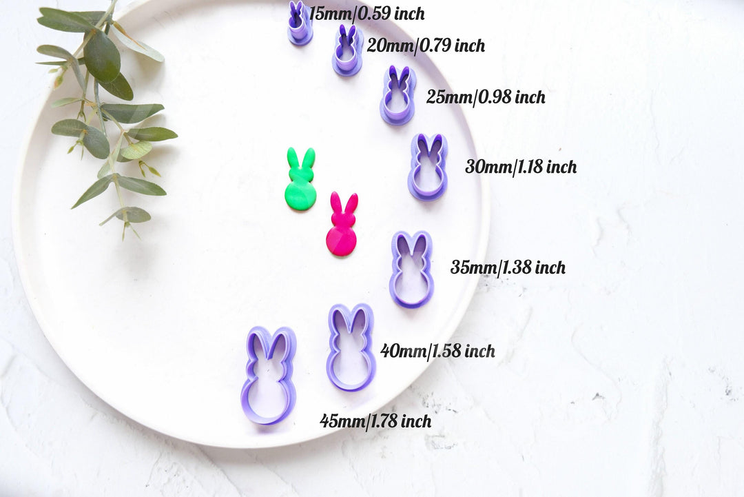 Easter Bunny Polymer Clay Cutter Set: 3D Printed, 7 Sizes