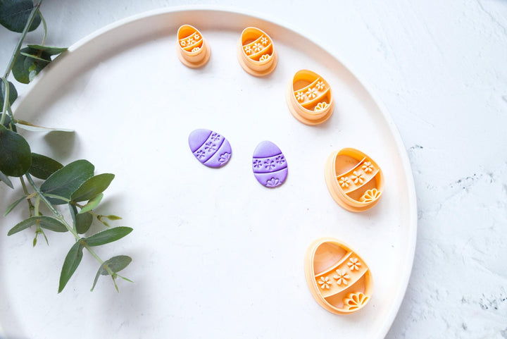 Embossed Easter Egg Clay Cutter Set: Polymer Clay Earring Cutters