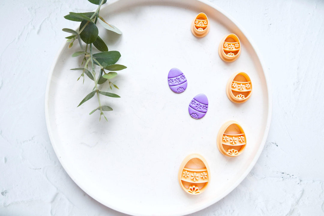 Embossed Easter Egg Clay Cutter Set: Polymer Clay Earring Cutters