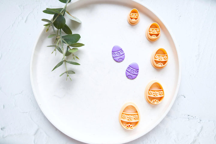 Embossed Easter Egg Clay Cutter Set: Polymer Clay Earring Cutters