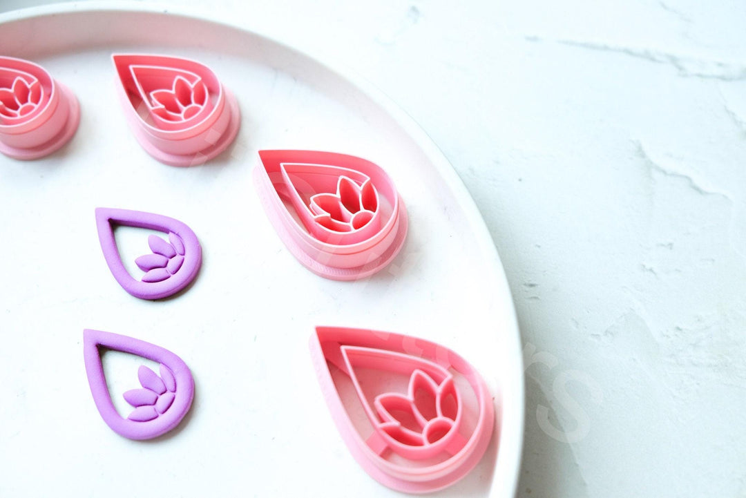 Embossed Teardrop Flower Clay Cutter: Polymer Clay Tool