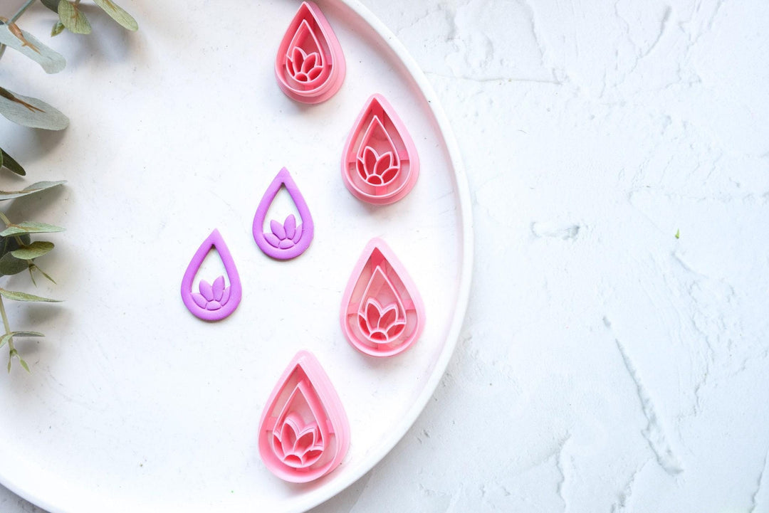 Embossed Teardrop Flower Clay Cutter: Polymer Clay Tool
