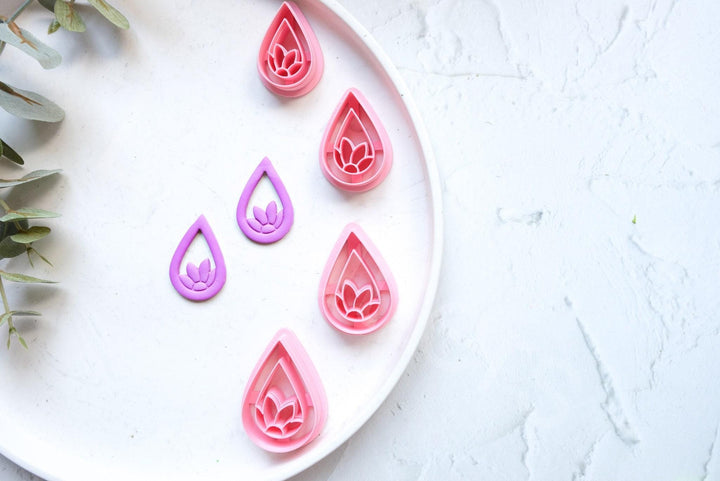 Embossed Teardrop Flower Clay Cutter: Polymer Clay Tool